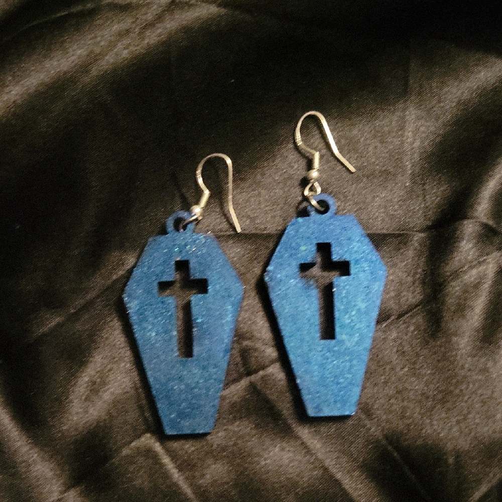 Epoxy Coffin Earrings